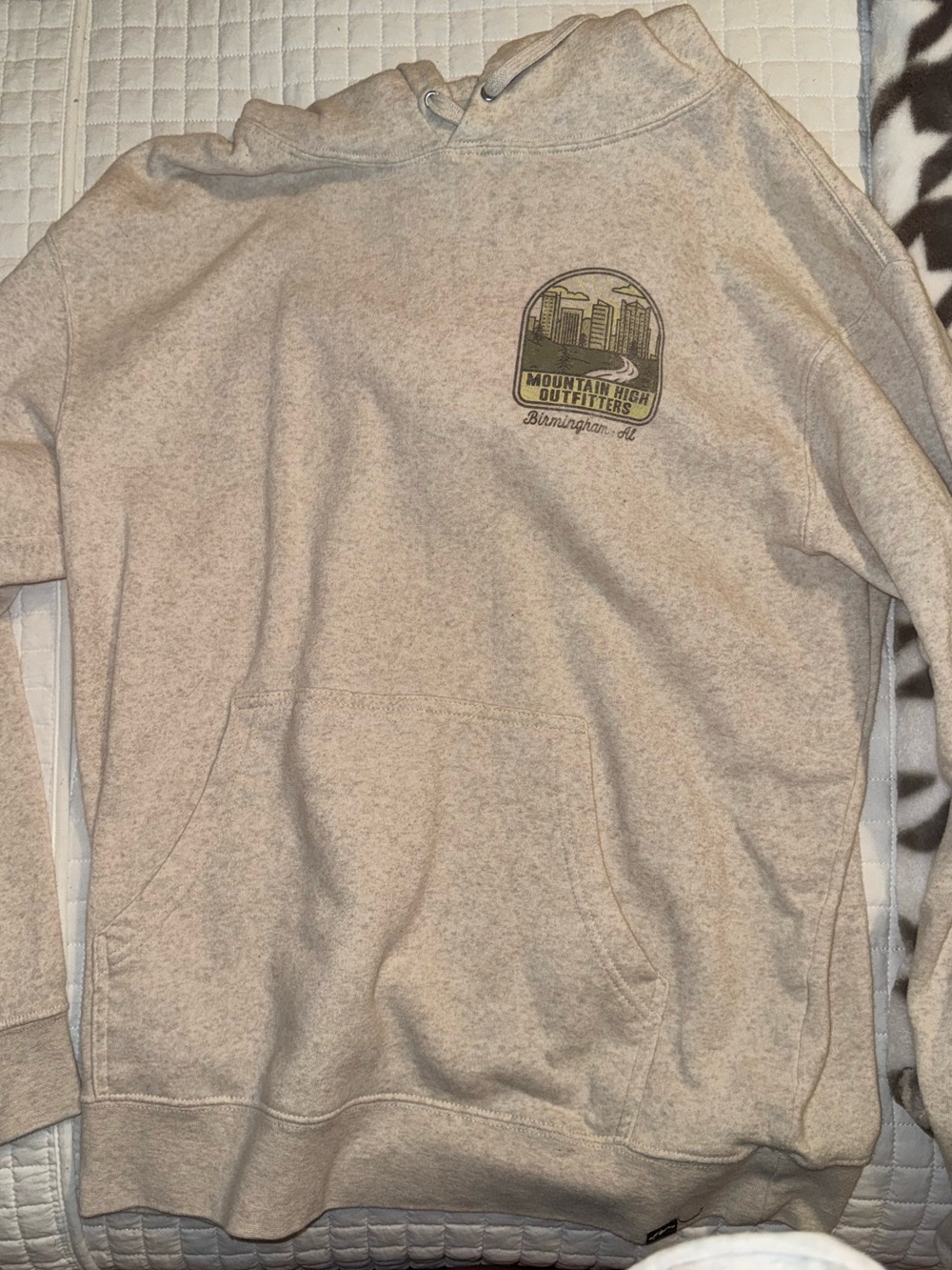 LG Cream Hoodie with Red Logo Accent